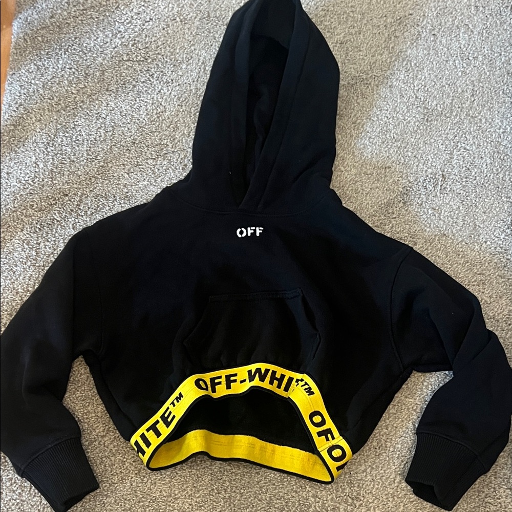 Off-White Black Hoodie with Yellow Accents